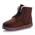 Women Ankle Length Suede Boots With Soft Fur Lining-brown-4.5-JadeMoghul Inc.