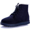 Women Ankle Length Suede Boots With Soft Fur Lining-dark blue-4.5-JadeMoghul Inc.