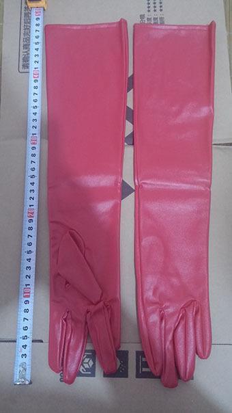 Women Arm / Elbow Length PU Leather Gloves-red long-JadeMoghul Inc.