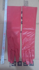 Women Arm / Elbow Length PU Leather Gloves-red short-JadeMoghul Inc.