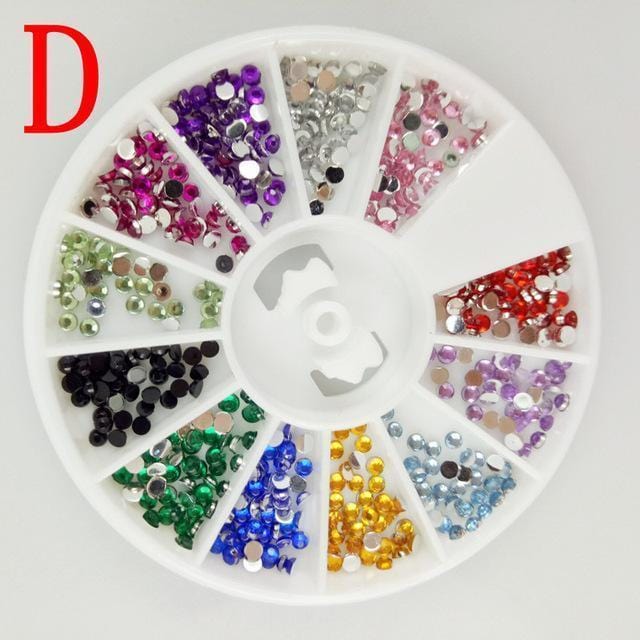 Women Assorted Shapes And Sizes Nail Art Rhinestone Crystals And Sequins Wheel-D-JadeMoghul Inc.