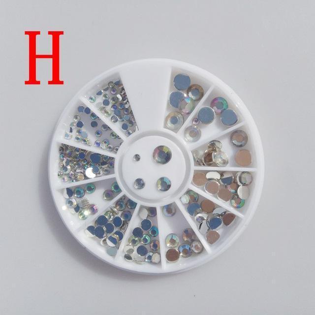 Women Assorted Shapes And Sizes Nail Art Rhinestone Crystals And Sequins Wheel-H-JadeMoghul Inc.