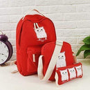 Women Backpack Cat Printing Canvas School Bags For Teenager Girls Preppy Style 3 Set/PC Rucksack Cute Book Bag Mochila Feminina