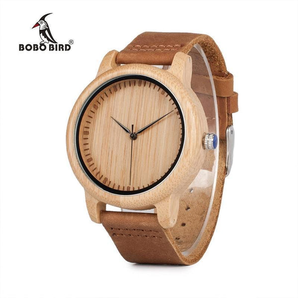 Women Bamboo Wood And Leather Strap Wrist Watch-China-JadeMoghul Inc.