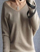 Women Basic Batwing Sleeves Cashmere Sweater-khaki-S-JadeMoghul Inc.
