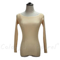 Women Basic Off / On Shoulder Full Sleeves solid Sweater-beige-One Size-JadeMoghul Inc.