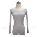 Women Basic Off / On Shoulder Full Sleeves solid Sweater-light grey-One Size-JadeMoghul Inc.