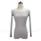 Women Basic Off / On Shoulder Full Sleeves solid Sweater-light grey-One Size-JadeMoghul Inc.