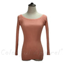 Women Basic Off / On Shoulder Full Sleeves solid Sweater-light orange-One Size-JadeMoghul Inc.