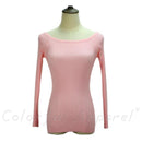 Women Basic Off / On Shoulder Full Sleeves solid Sweater-water pink-One Size-JadeMoghul Inc.