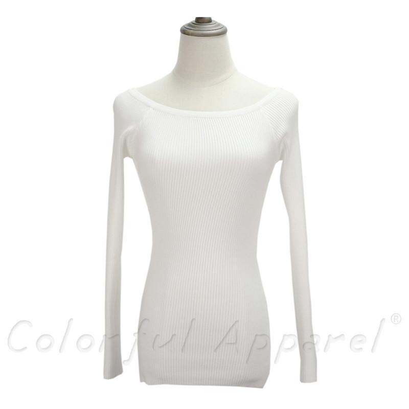 Women Basic Off / On Shoulder Full Sleeves solid Sweater-white-One Size-JadeMoghul Inc.
