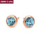 Women Basic Round Crystal Stud Earrings-RoseGold Sea Blue-JadeMoghul Inc.