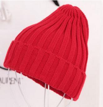Women Basic Winters Acrylic Knit Hat In Solid Colors-Red-JadeMoghul Inc.