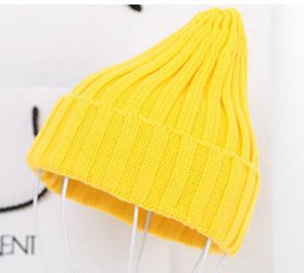Women Basic Winters Acrylic Knit Hat In Solid Colors-Yellow-JadeMoghul Inc.