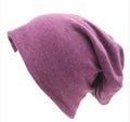 Women Basic Wool Blend Slouch Beanie/ Hat In Solid Colors-M028 Violet White-JadeMoghul Inc.