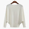 Women Batwing Casual Sweater-White-One Size-JadeMoghul Inc.