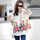 Women Batwing Sleeves Printed chiffon Shirt Top-picture color 15-4XL-JadeMoghul Inc.