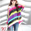 Women Batwing Sleeves Printed chiffon Shirt Top-picture color-4XL-JadeMoghul Inc.