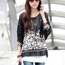 Women Batwing Sleeves Printed chiffon Shirt Top-picture color 7-4XL-JadeMoghul Inc.