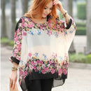 Women Batwing Sleeves Printed chiffon Shirt Top-picture color 8-4XL-JadeMoghul Inc.