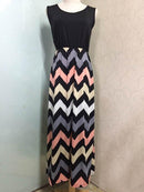 Women Beach Boho Maxi Dress - High Quality Striped Print Long Dress-Black-S-JadeMoghul Inc.