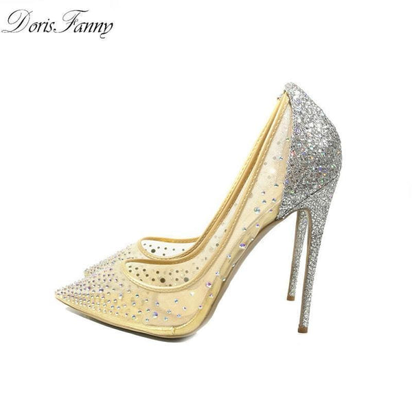 Women Beautiful Glitter And Crystal Party Stiletto Heels-silver 12cm-3.5-JadeMoghul Inc.