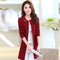 Women Belted Coat Cardigan-Red-One Size-JadeMoghul Inc.