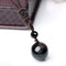 Women Black Obsidian Rainbow Eye Bead Ball Necklace