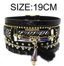 Women Bohemian Style Leather Bracelet Set With Metal Clasp Closure