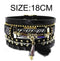 Women Bohemian Style Leather Bracelet Set With Metal Clasp Closure
