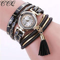 Women Bracelet Watch - Multilayer Leather Bracelet Watch-black-JadeMoghul Inc.