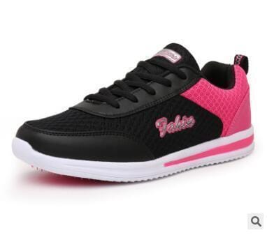 Women Breathable Mesh Sneakers In Candy Colors-Black red-4.5-JadeMoghul Inc.