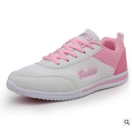 Women Breathable Mesh Sneakers In Candy Colors-White pink-4.5-JadeMoghul Inc.