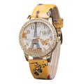 Women Butterfly And Eiffel Tower Pattern Leather Strap Vogue Watch-8-JadeMoghul Inc.
