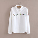 Women Button Down Cotton Shirt Top With Embroidery and Lace Detailing-Bird-S-JadeMoghul Inc.