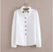 Women Button Down Cotton Shirt Top With Embroidery and Lace Detailing-Cat design-S-JadeMoghul Inc.