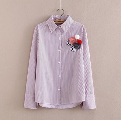 Women Button Down Cotton Shirt Top With Embroidery and Lace Detailing-Pink Roll-S-JadeMoghul Inc.