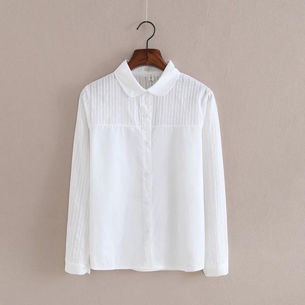 Women Button Down Cotton Shirt Top With Embroidery and Lace Detailing-white 003-S-JadeMoghul Inc.