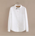 Women Button Down Cotton Shirt Top With Embroidery and Lace Detailing-White 12-S-JadeMoghul Inc.