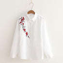 Women Button Down Cotton Shirt Top With Embroidery and Lace Detailing-white lace-S-JadeMoghul Inc.
