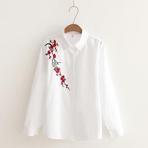 Women Button Down Cotton Shirt Top With Embroidery and Lace Detailing-white lace-S-JadeMoghul Inc.