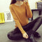 Women Cable Knit Design Pull Over turtle neck Sweater-Camel O Neck-S-JadeMoghul Inc.