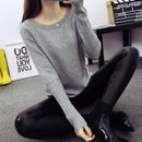 Women Cable Knit Design Pull Over turtle neck Sweater-Gray O Neck-S-JadeMoghul Inc.