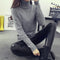 Women Cable Knit Design Pull Over turtle neck Sweater-Gray Turtleneck-S-JadeMoghul Inc.