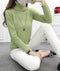 Women Cable Knit Design Pull Over turtle neck Sweater-green-S-JadeMoghul Inc.