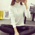 Women Cable Knit Design Pull Over turtle neck Sweater-White Turtleneck-S-JadeMoghul Inc.