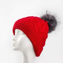 Beanies For Women Cable Knit Hat With Soft Fur Lining And Pom Pom Trim