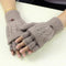 Women Cable Knit Wool Convertible Mittens / Gloves-Khaki-One Size-JadeMoghul Inc.