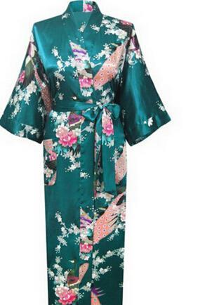 Women Calf Length silk Floral Print Robe-As the photo show 13-S-JadeMoghul Inc.