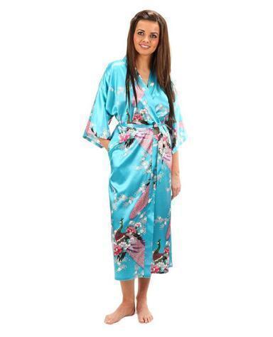 Women Calf Length silk Floral Print Robe-As the photo show-S-JadeMoghul Inc.